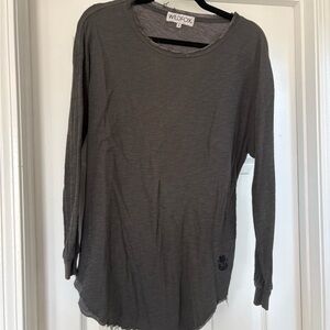 Wildfox Gray Distressed Long Sleeve Tee